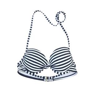 Xhiliaration Black White Stripe Underwire Bikini Swim Top XS, Halter Tie